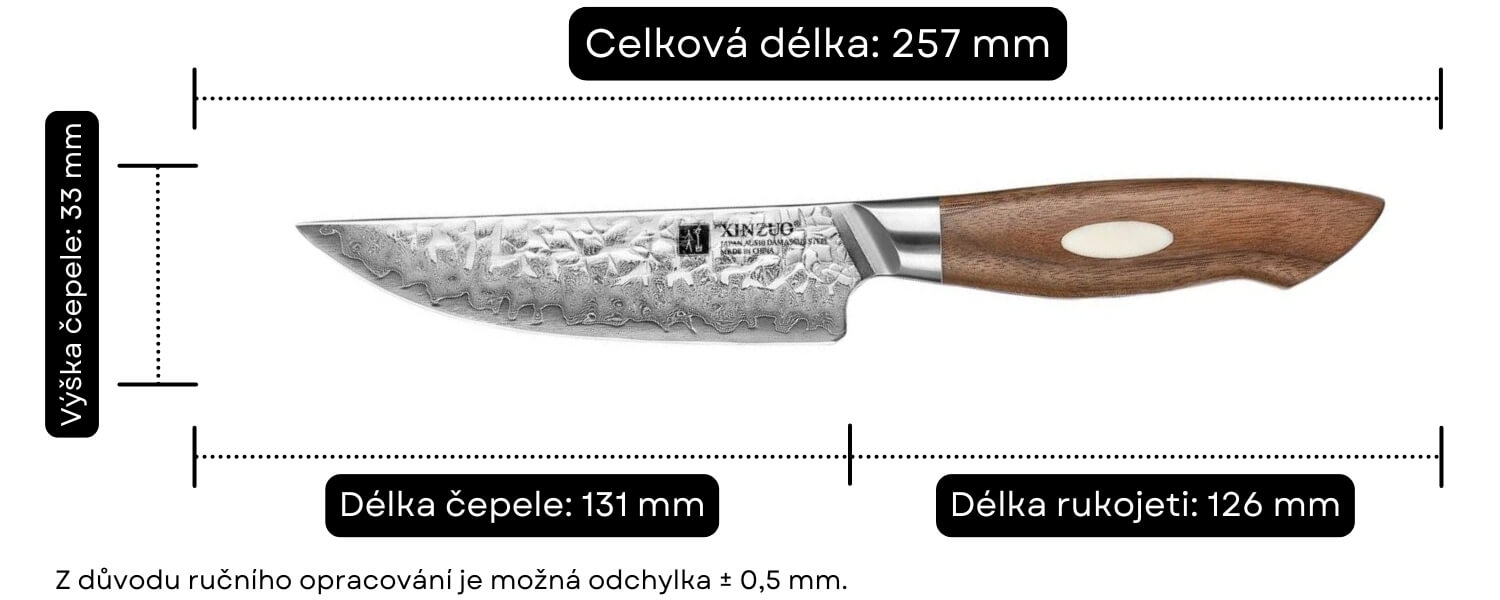 B46W steakový nůž - rozměry