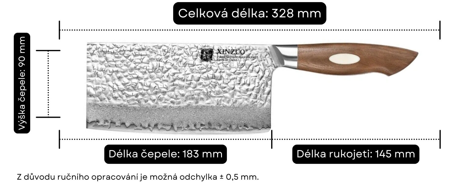 Rozměry nože XinZuo B46W