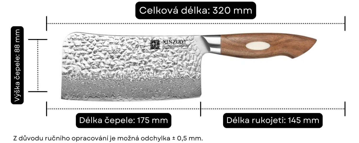 Sekáček XinZuo Jiang B46W - rozměry