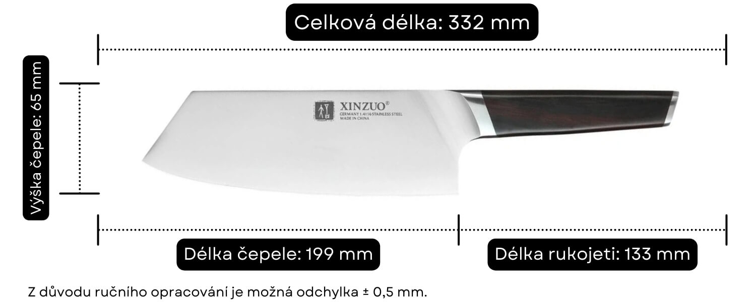 Nakiri nůž XinZuo Rui B5 velikost nože