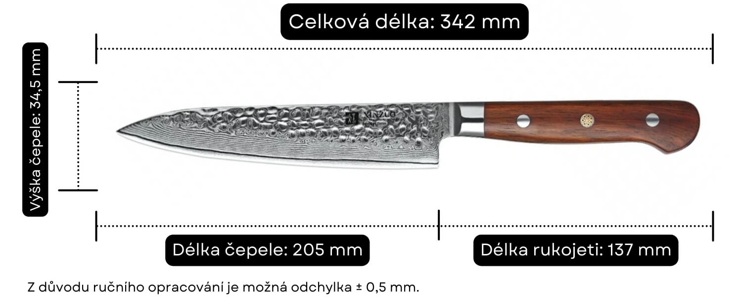 Nůž na maso XinZuo Yun B9H velikost nože