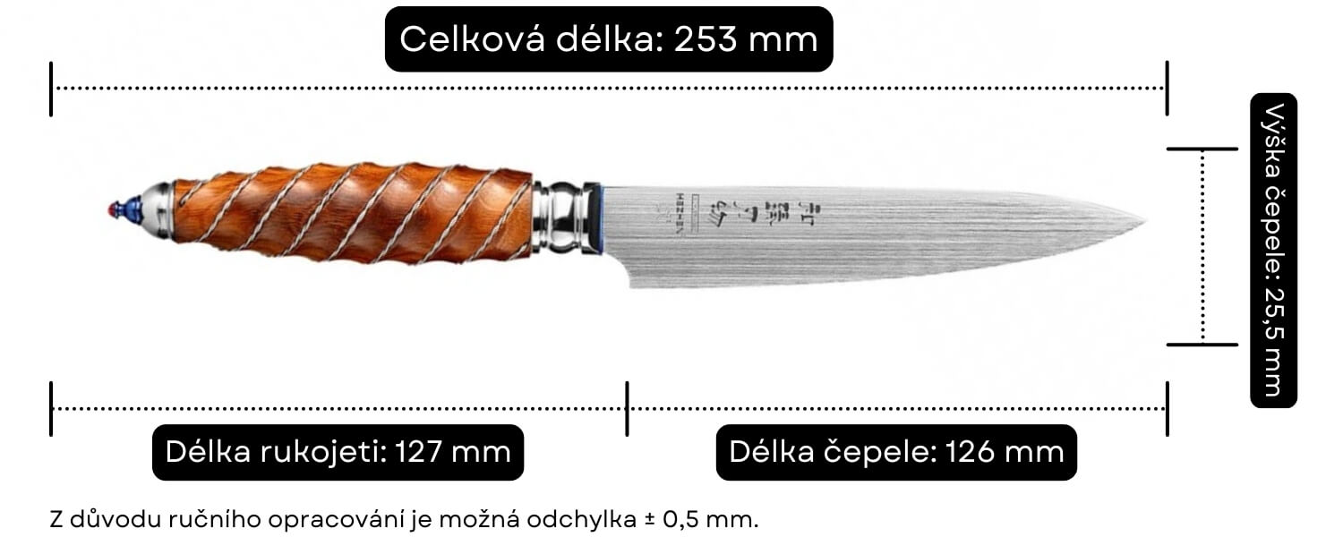 Rozměry nože na ovoce a zeleninu na ovoce a zeleninu HEZHEN F4 BÖHLER 5