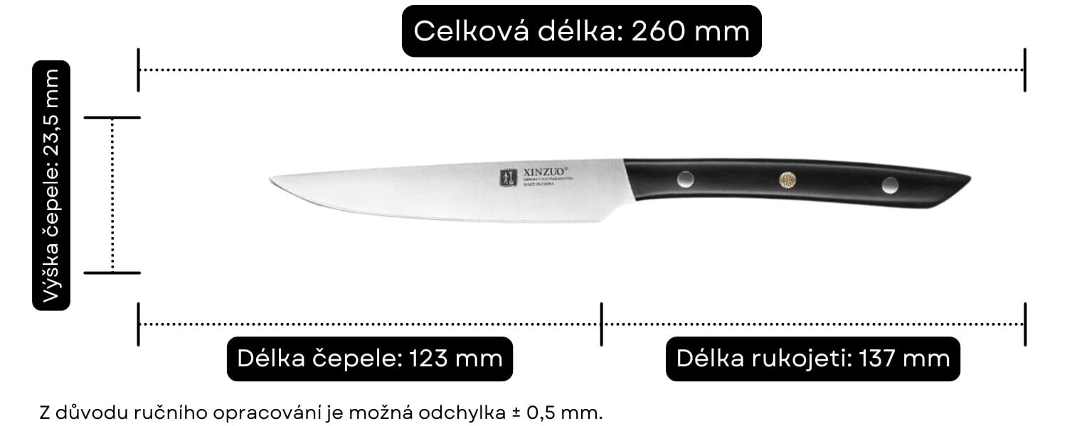 Rozměry steakových nožů v sadě z řady M6