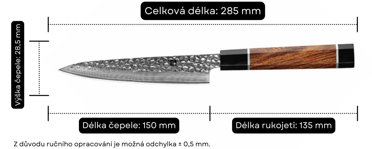 Rozměry nože na ovoce a zeleninu XinZuo PM8
