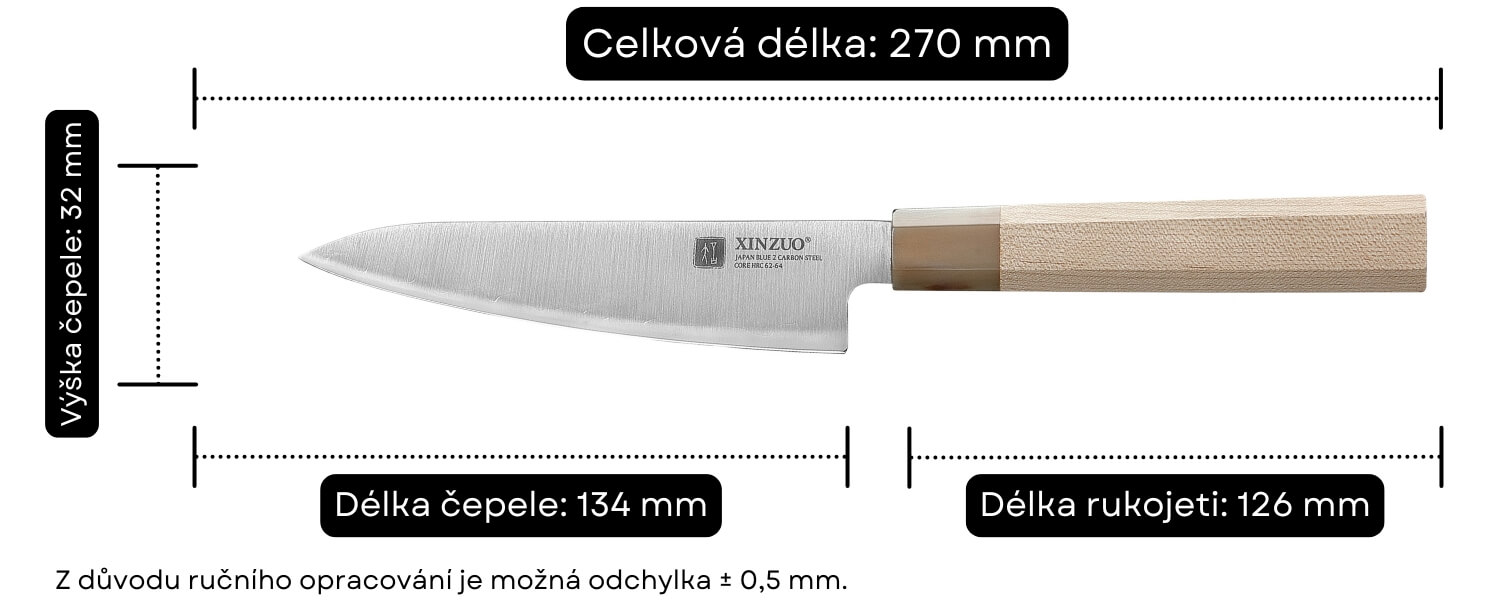 Rozměry nože na ovoce a zeleninu PM8M