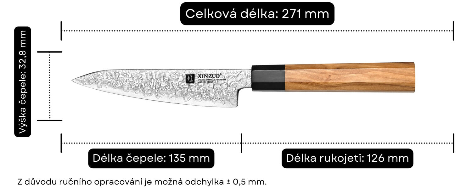 Rozměry nože na ovoce a zeleninu PM8O