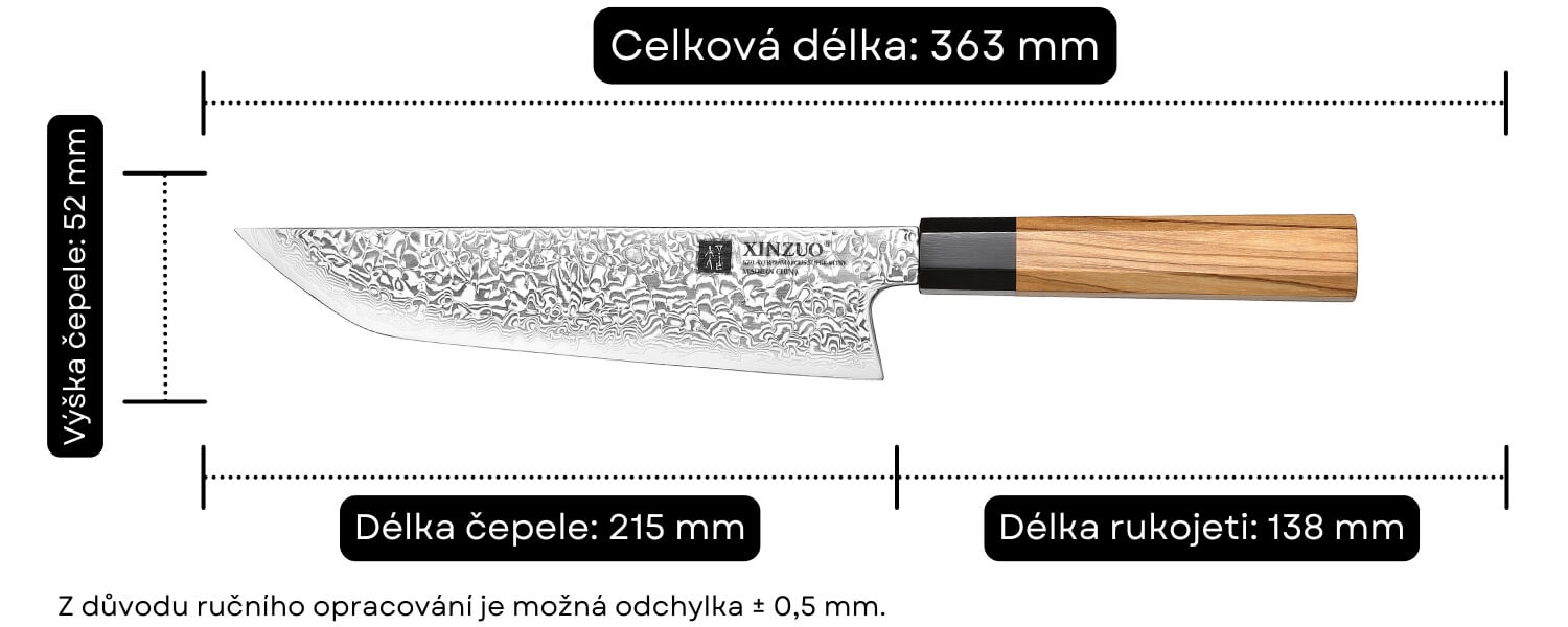 Rozměry sakimura nože