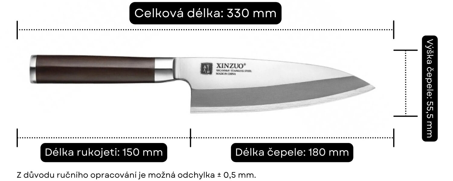 Rozměry nože Deba