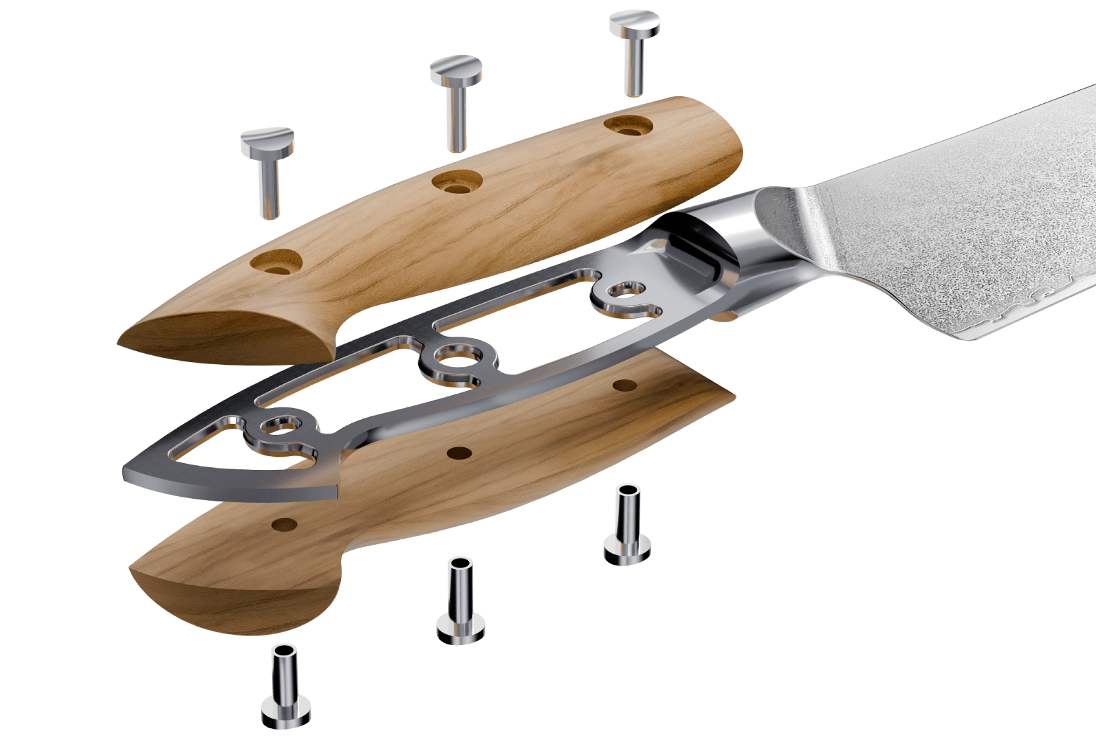 Nákres rukojeti nožů z řady Pin X02O