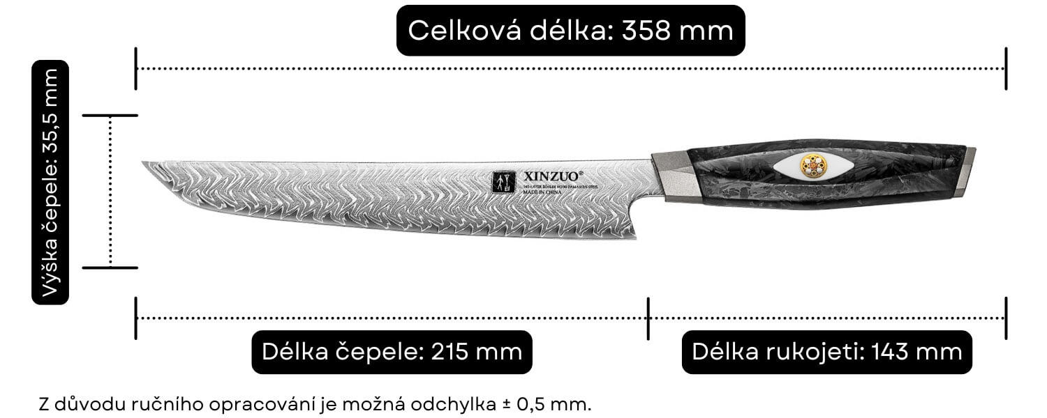 Rozměry nože na maso XinZuo Li X04
