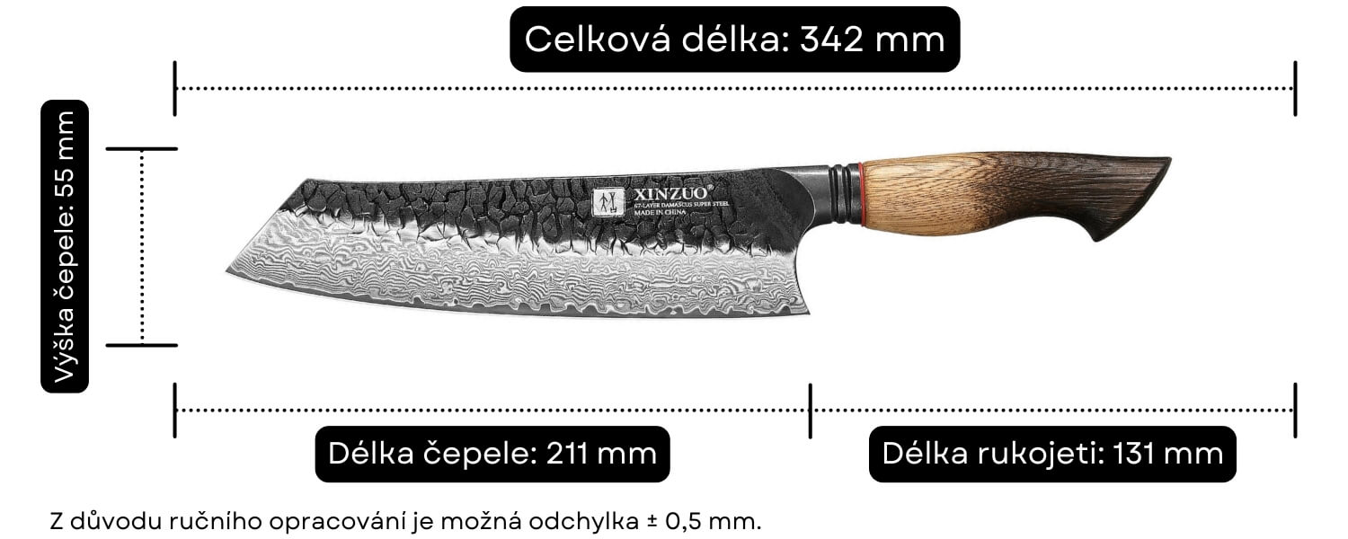 Rozměry nože Bunka XinZuo Mo X06