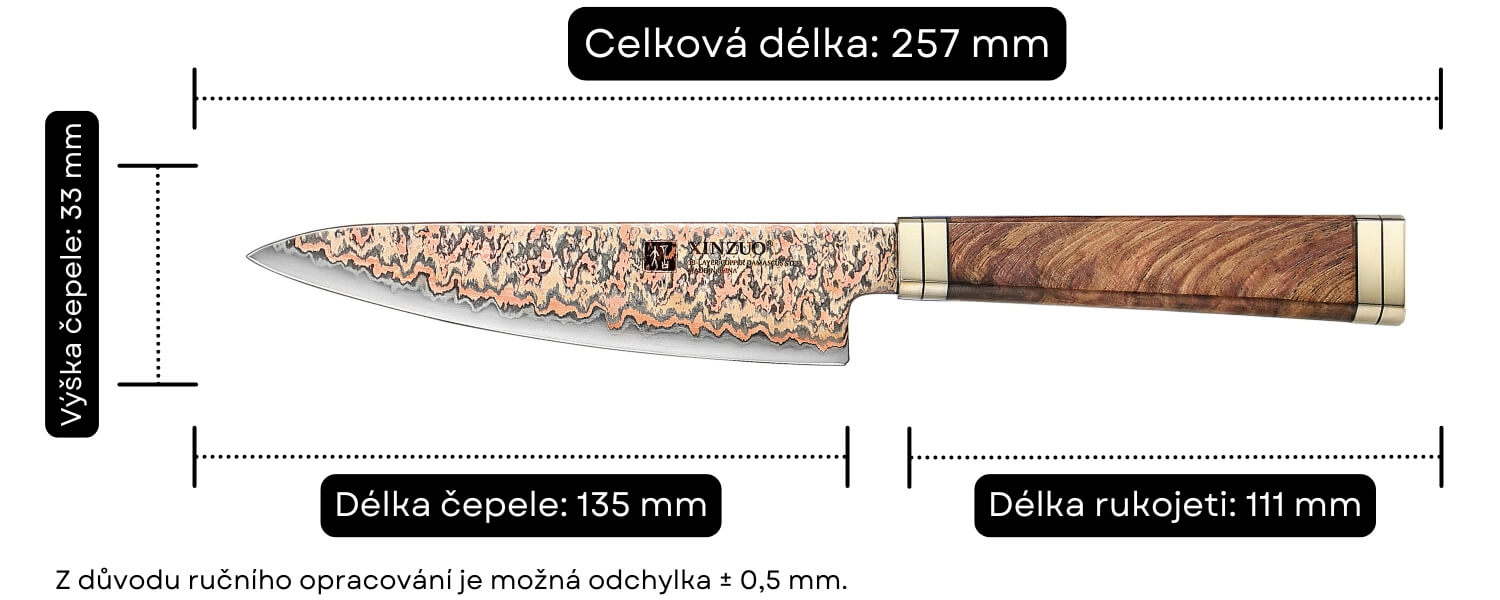 Rozměry nože na ovoce a zeleninu X08C