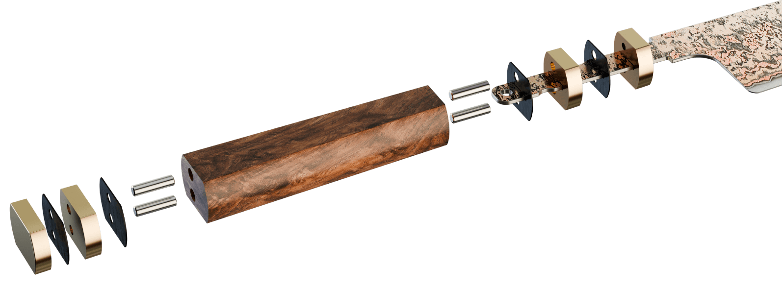 Nákres rukojeti nožů z řady Ji X08C