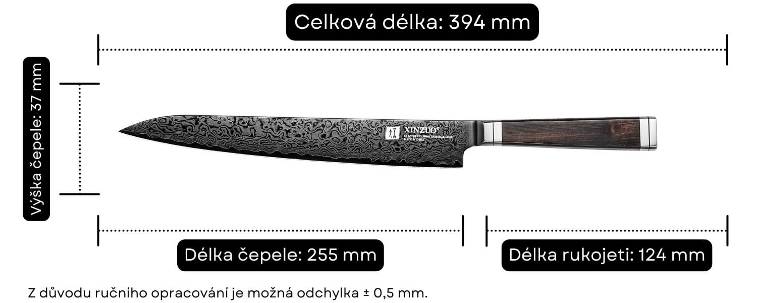 Rozměry nože na maso Ji X08E