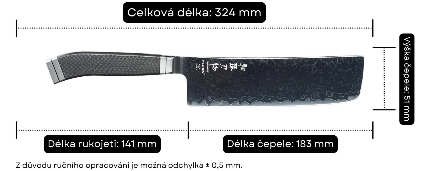 Rozměry Nakiri nože X10