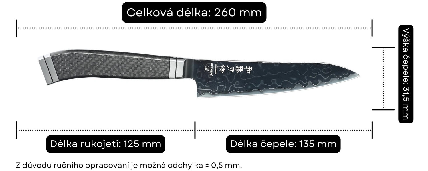 Rozměry nože na ovoce a zeleninu X10