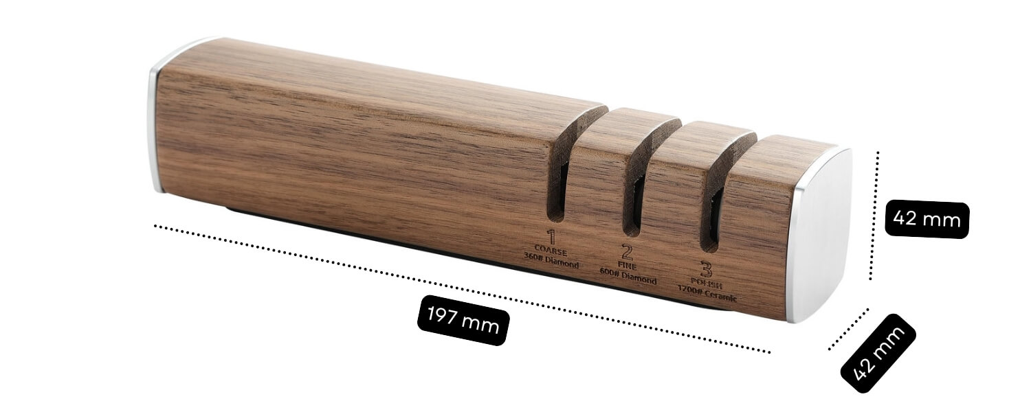 Rozměry ořechového brousku na nože