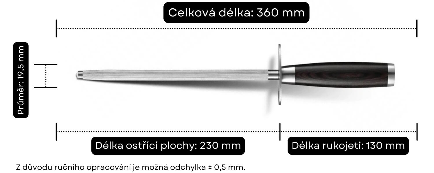 Rozměry uhlíkové ocílky XinZuo