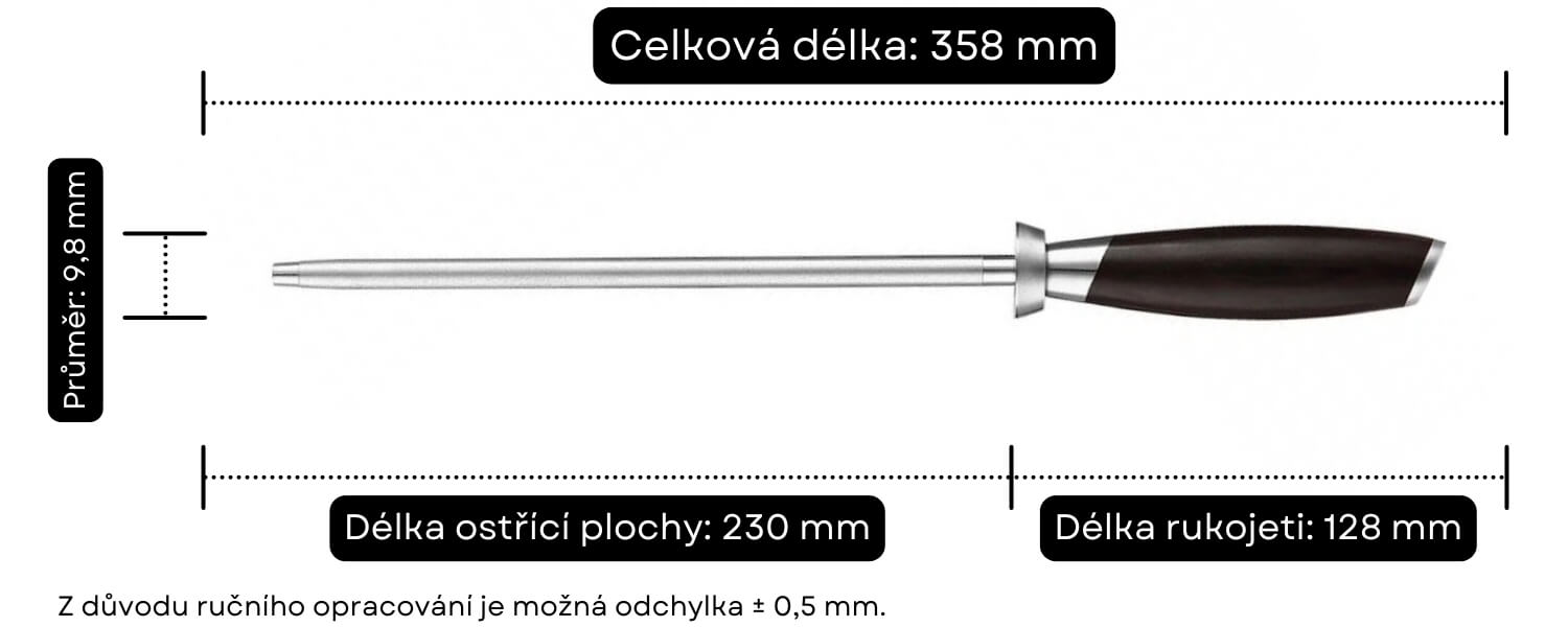 Diamantová ocílka - rozměry