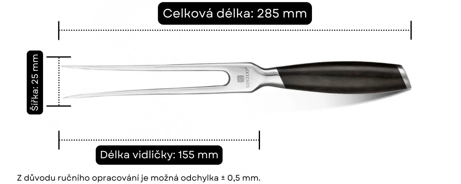 Dranžírovací vidlička B21 rozměry