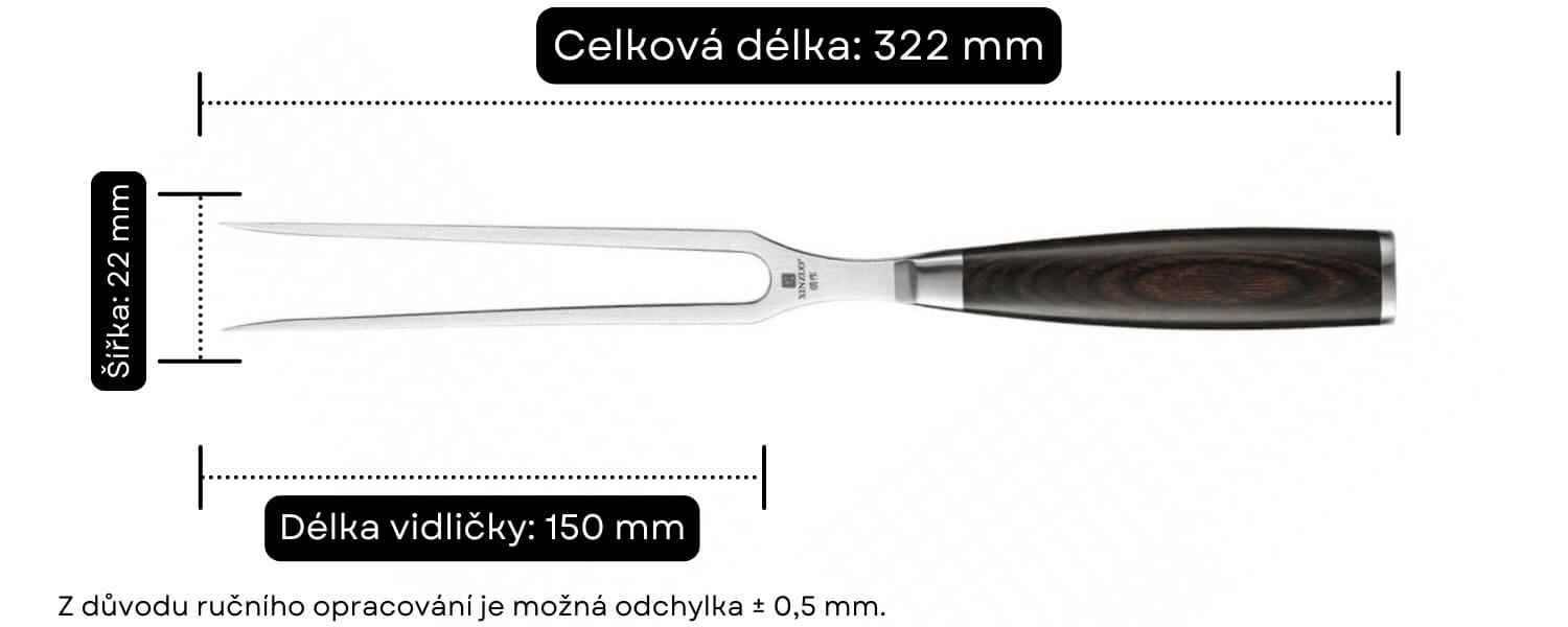 Rozměry dranžírovací vidlice XinZuo He B1H
