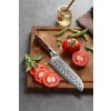 Santoku nůž XinZuo Yu B13R na prkénku