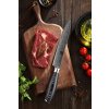 Nůž na maso XinZuo Ya B20 8" na prkénku s masem
