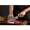 Krájení santoku nožem  XinZuo PM8 7"