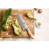 Santoku nůž XinZuo Lan B37 7" z řady Těhotnej kuchař na prkénku