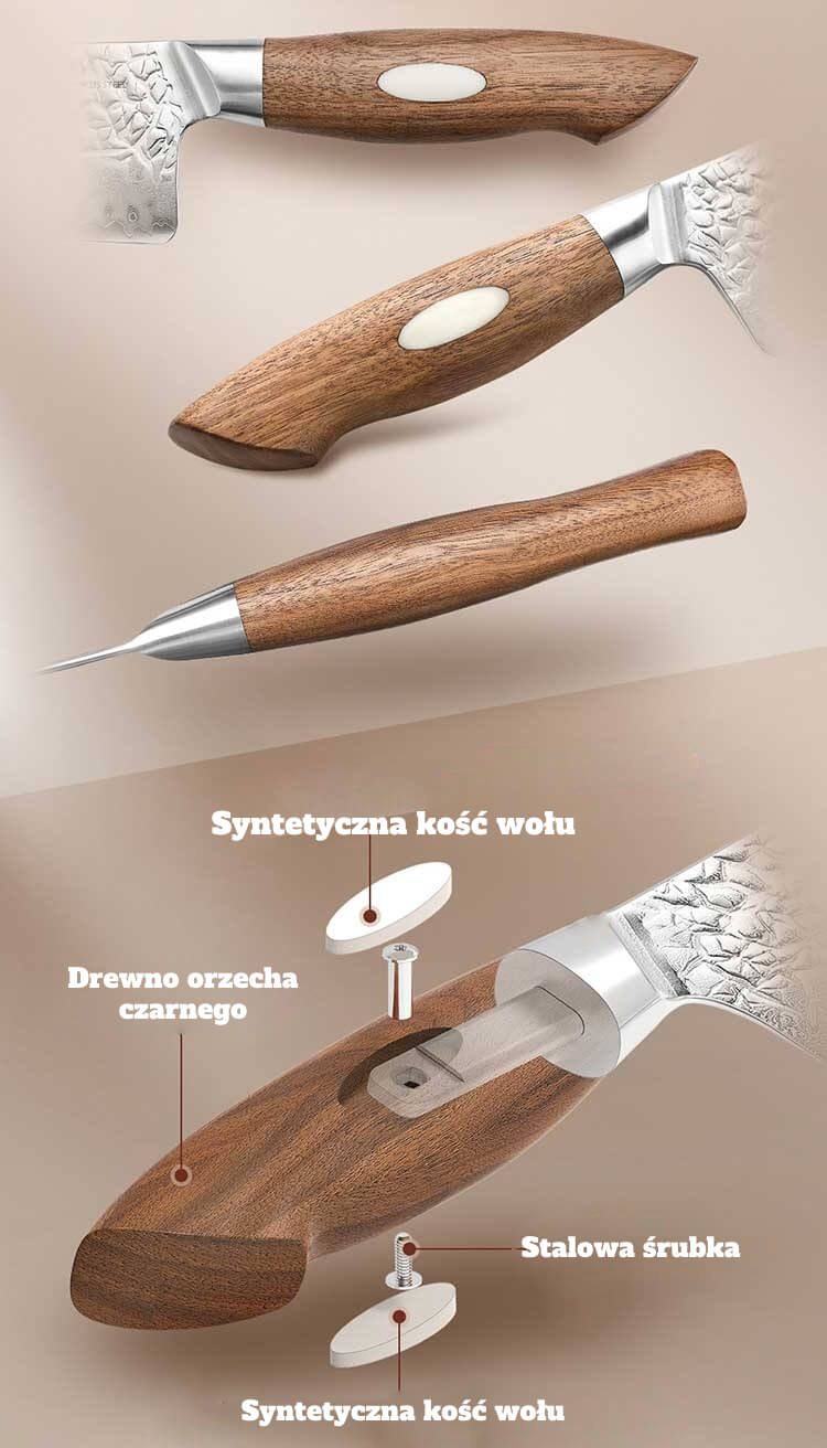 Orzechowa rękojeść z dodatkiem kości syntetycznej