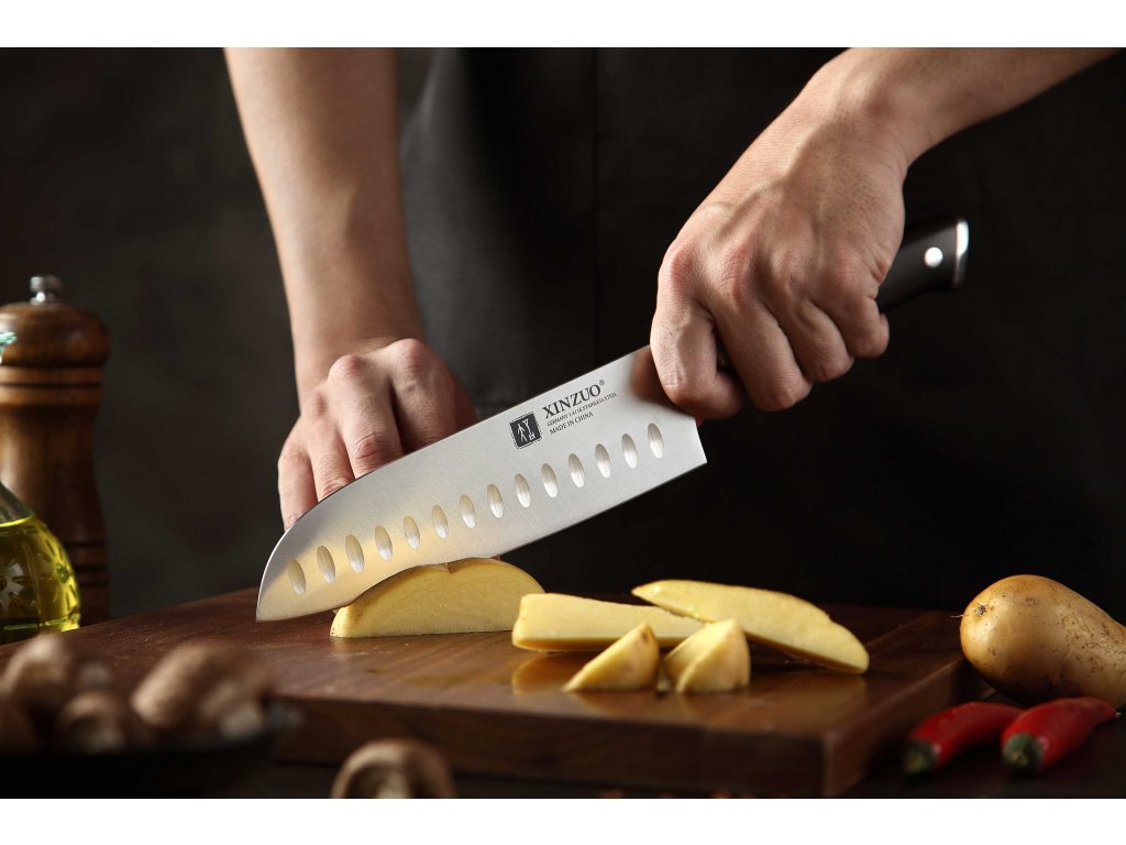 Wygląd noża Santoku ze stali nierdzewnej