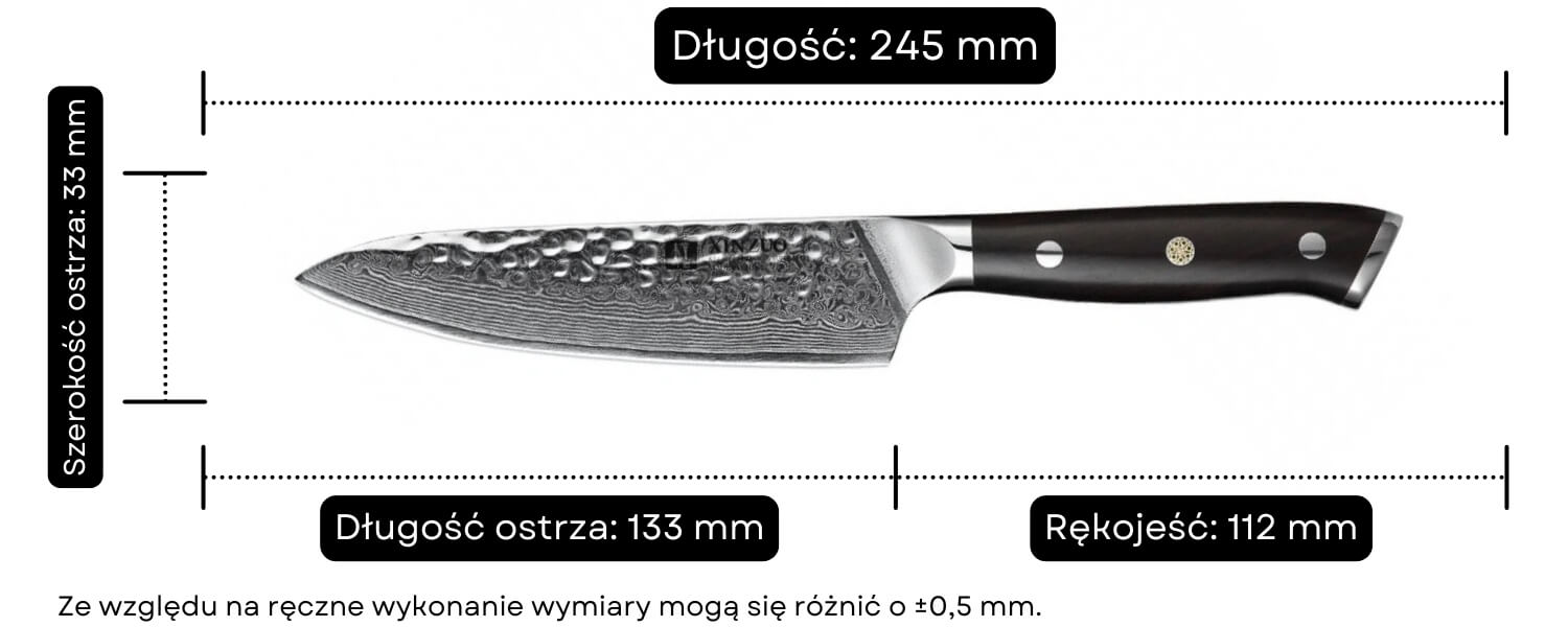 Nóż do warzyw i owoców XinZuo Yu B13H wymiary