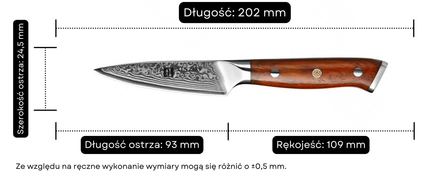 B13R nóż do obierania wymiary