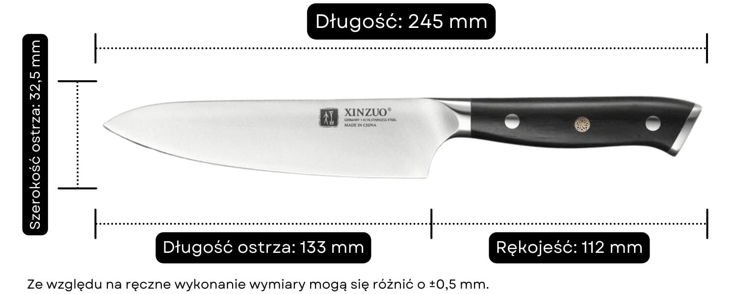Nóż do warzyw i owoców XinZuo B13S wymiary
