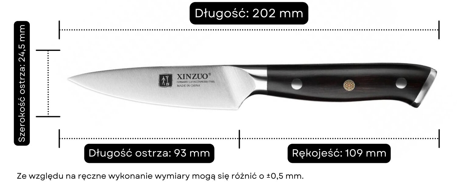 Nóż do obierania XinZuo B13S stal nierdzewna wymiary