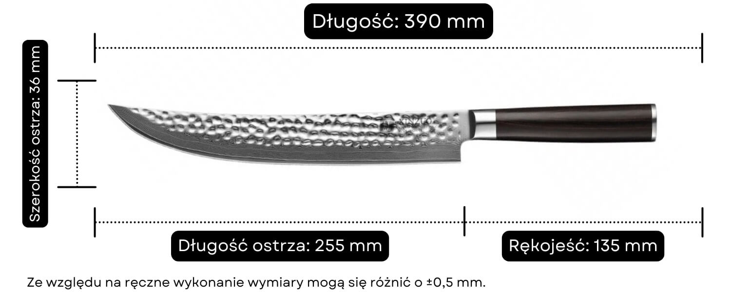 Nóż do mięsa XinZuo He B1H wymiary