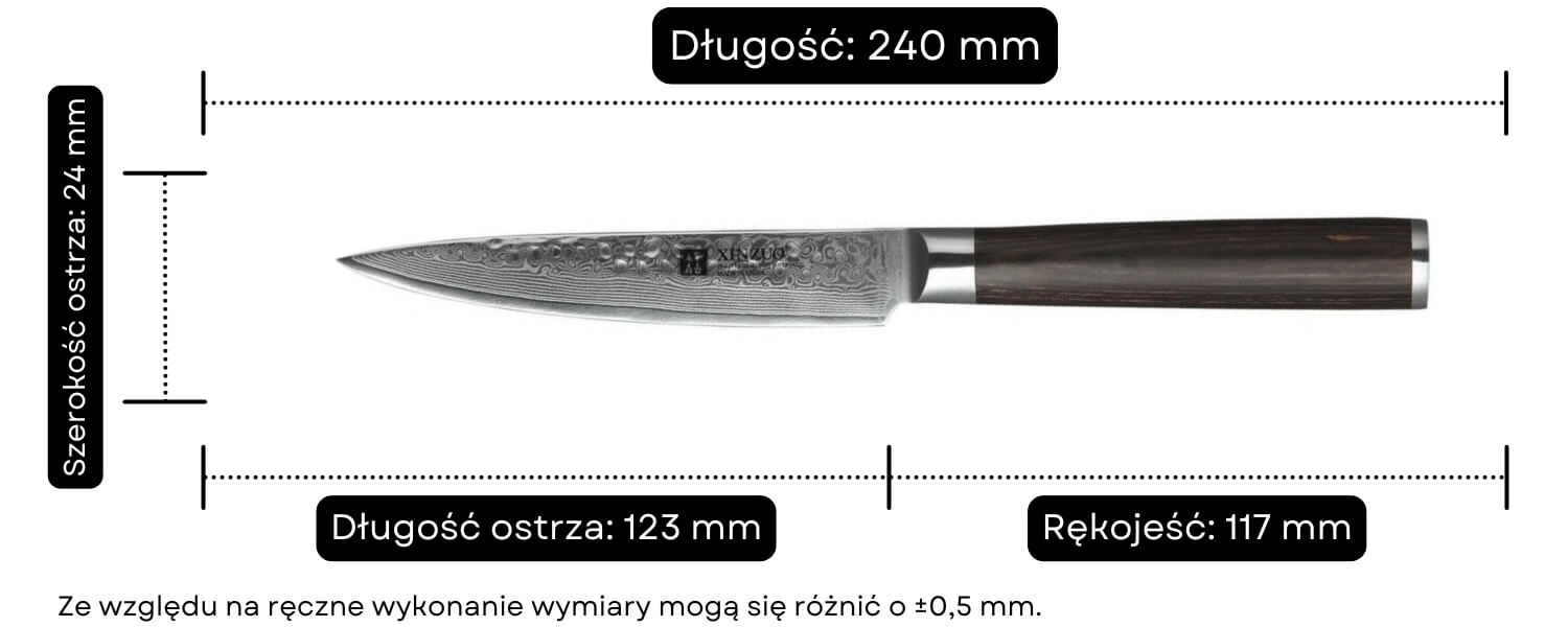 Nóż do warzyw i owoców XinZuo He B1H wymiary