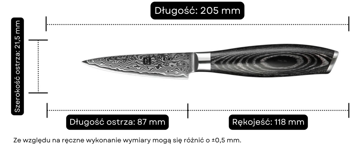 Nóż do obierania XinZuo Ya B20 wymiary