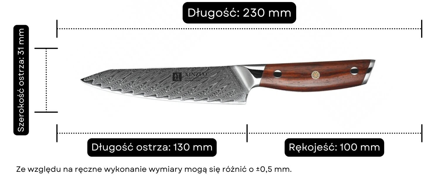 Nóż do warzyw i owoców XinZuo Yi B27 wymiary