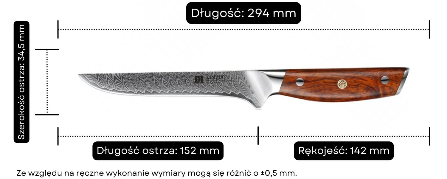 Nóż do trybowania XinZuo Yi B27 wymiary