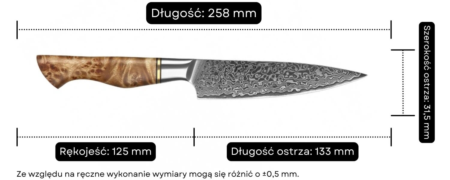 Nóż do warzyw i owoców HEZHEN Master B30 wymiary