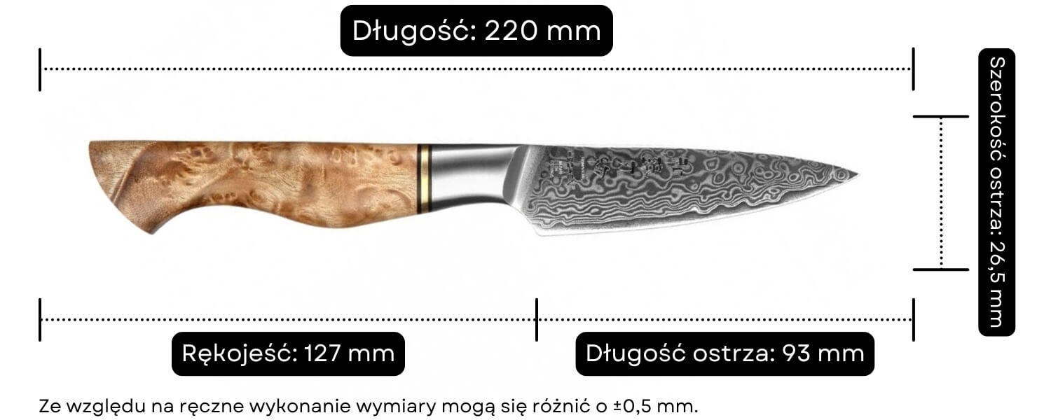 Nóż do obierania HEZHEN Master B30 wymiary