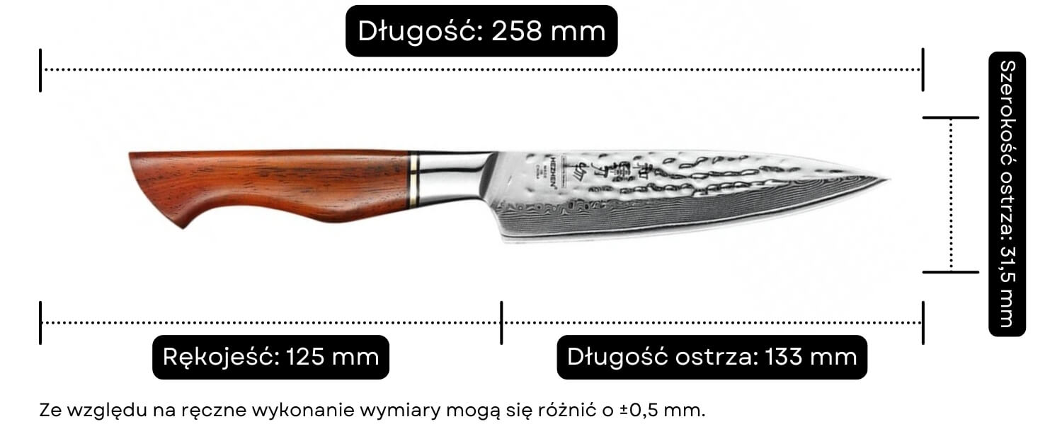Nóż do warzyw i owoców HEZHEN Master B30R wymiary