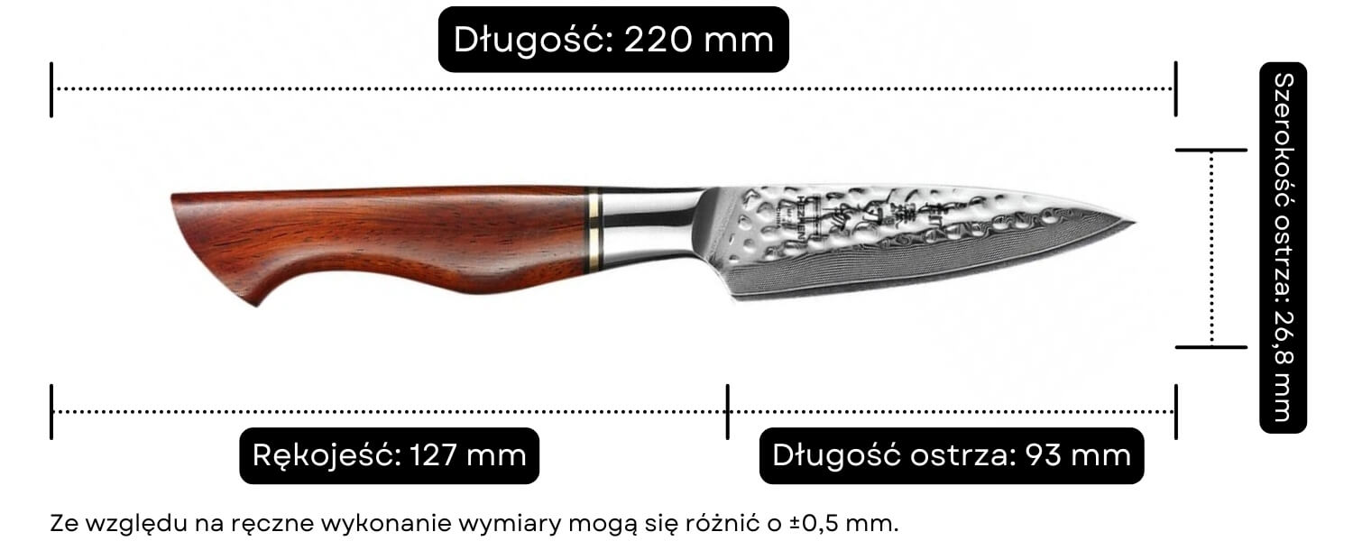Nóż do obierania HEZHEN Master B30R wymiary
