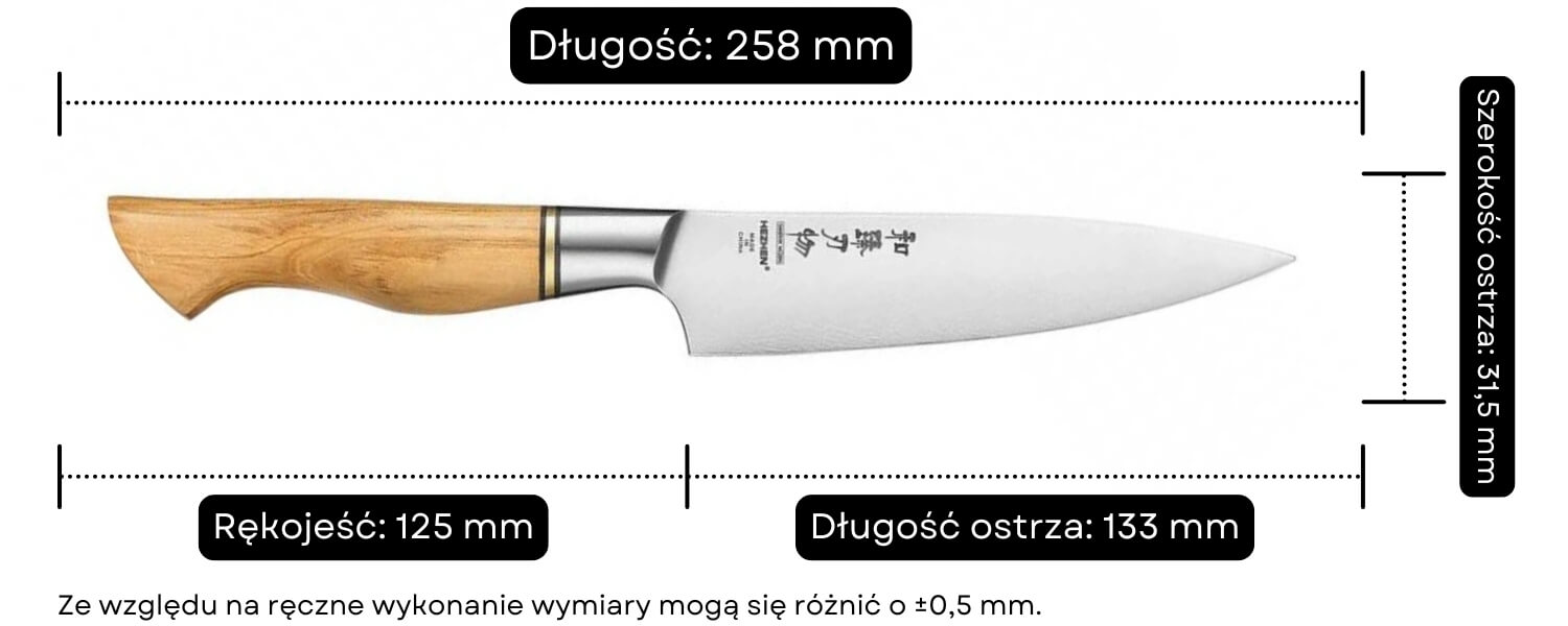 Nóż do warzyw i owoców HEZHEN Master B30S wymiary