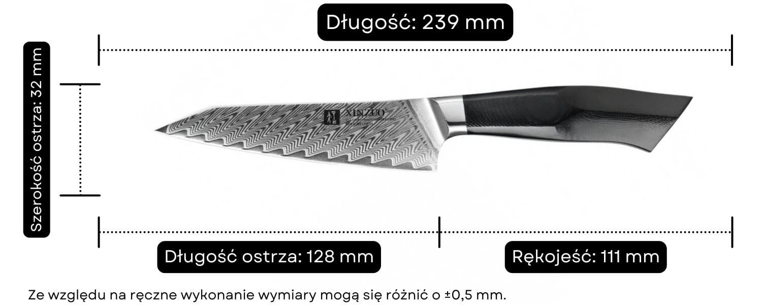 Nóż do warzyw i owoców XinZuo Feng B32 wymiary