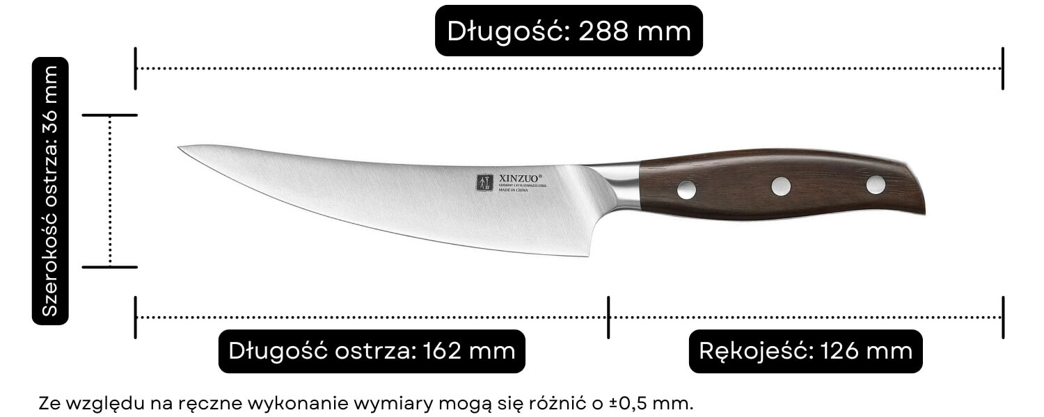 Nóż do trybowania XinZuo B35 wymiary