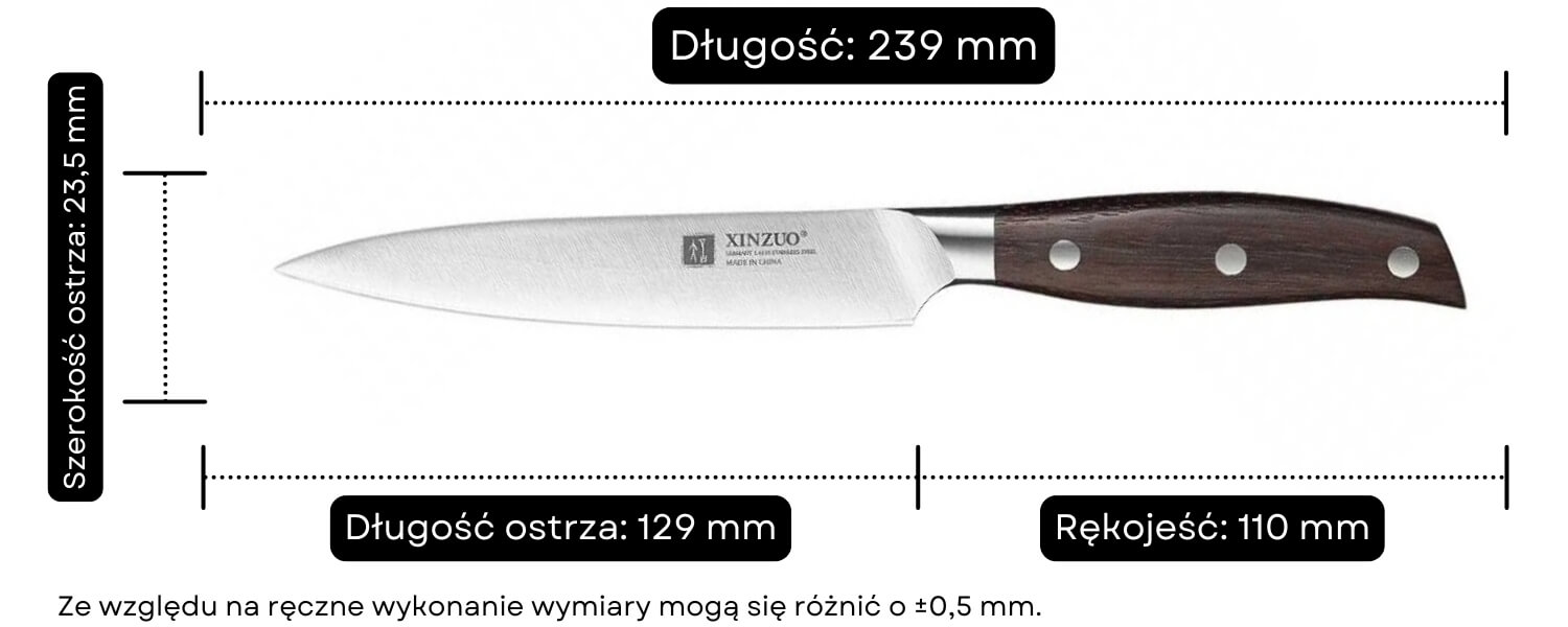 Nóż do warzyw i owoców XinZuo Zhi B35 wymiary