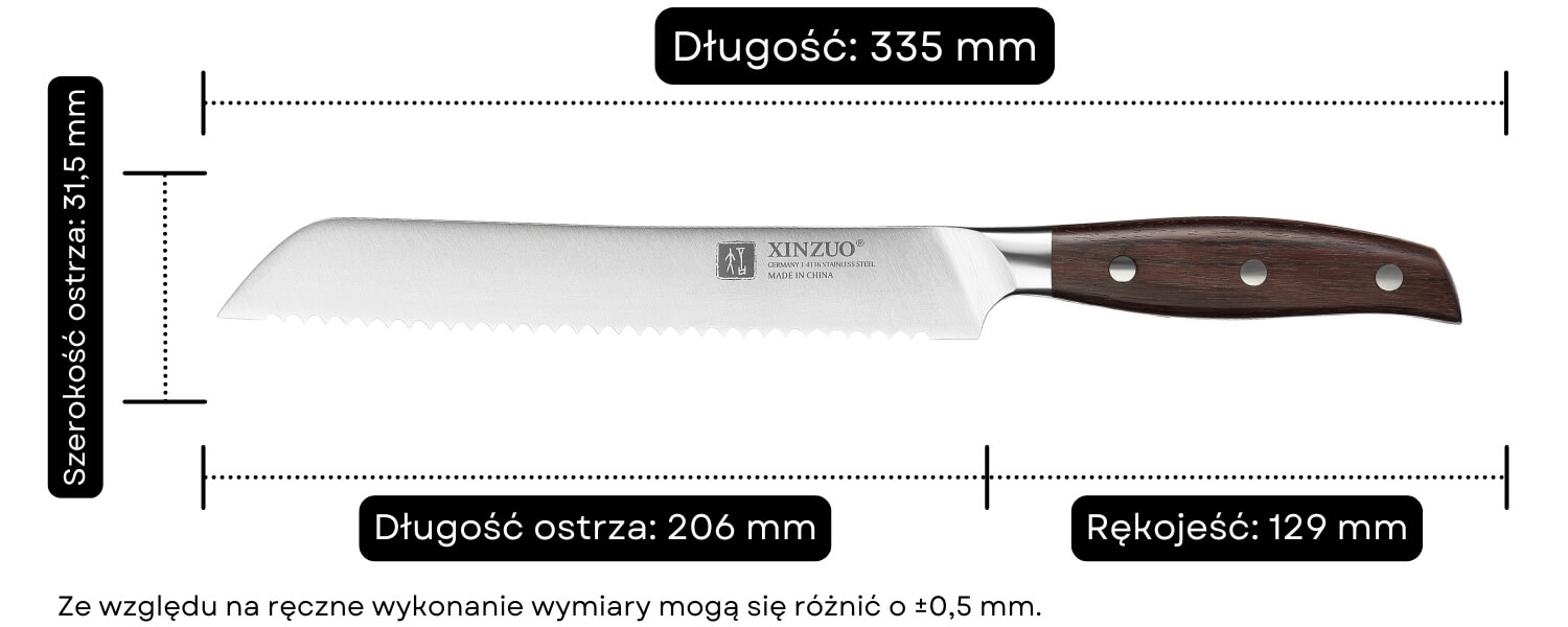 B35 nóż do chleba wymiary