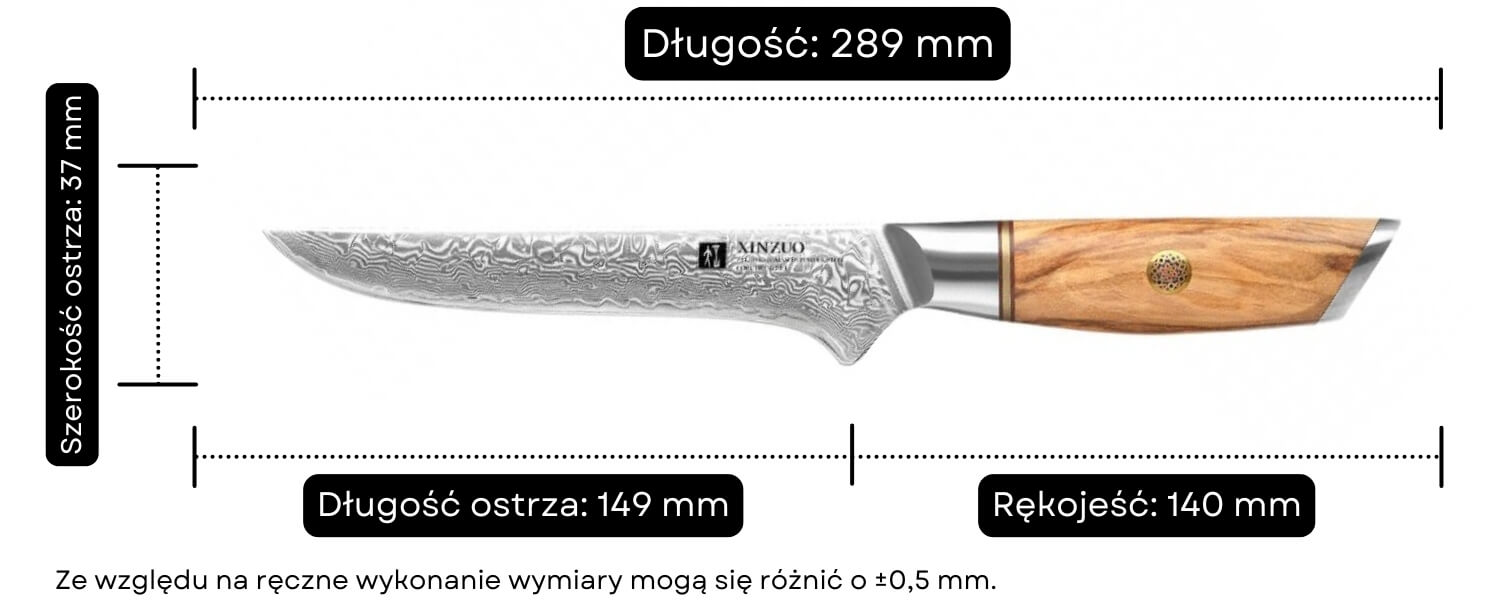 Nóż do trybowania XinZuo Lan B37 wymiary
